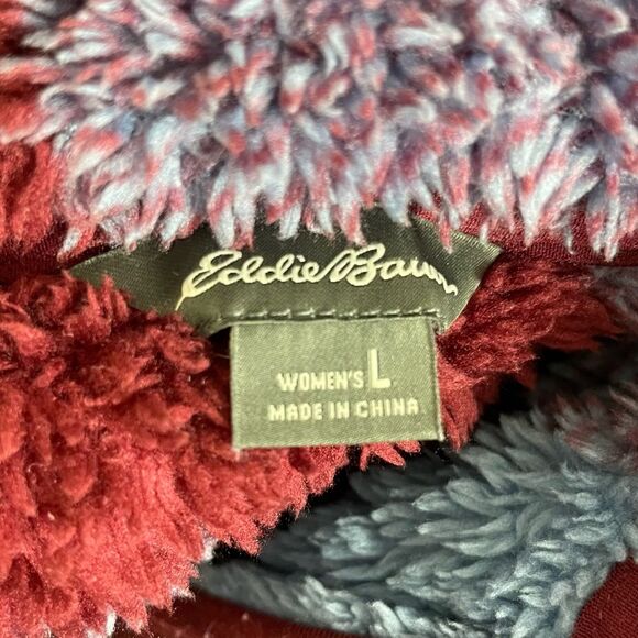 Eddie Bauer Blue Red Plaid Quest Fleece Quarter Zip Pullover Size Large - Picture 13 of 16